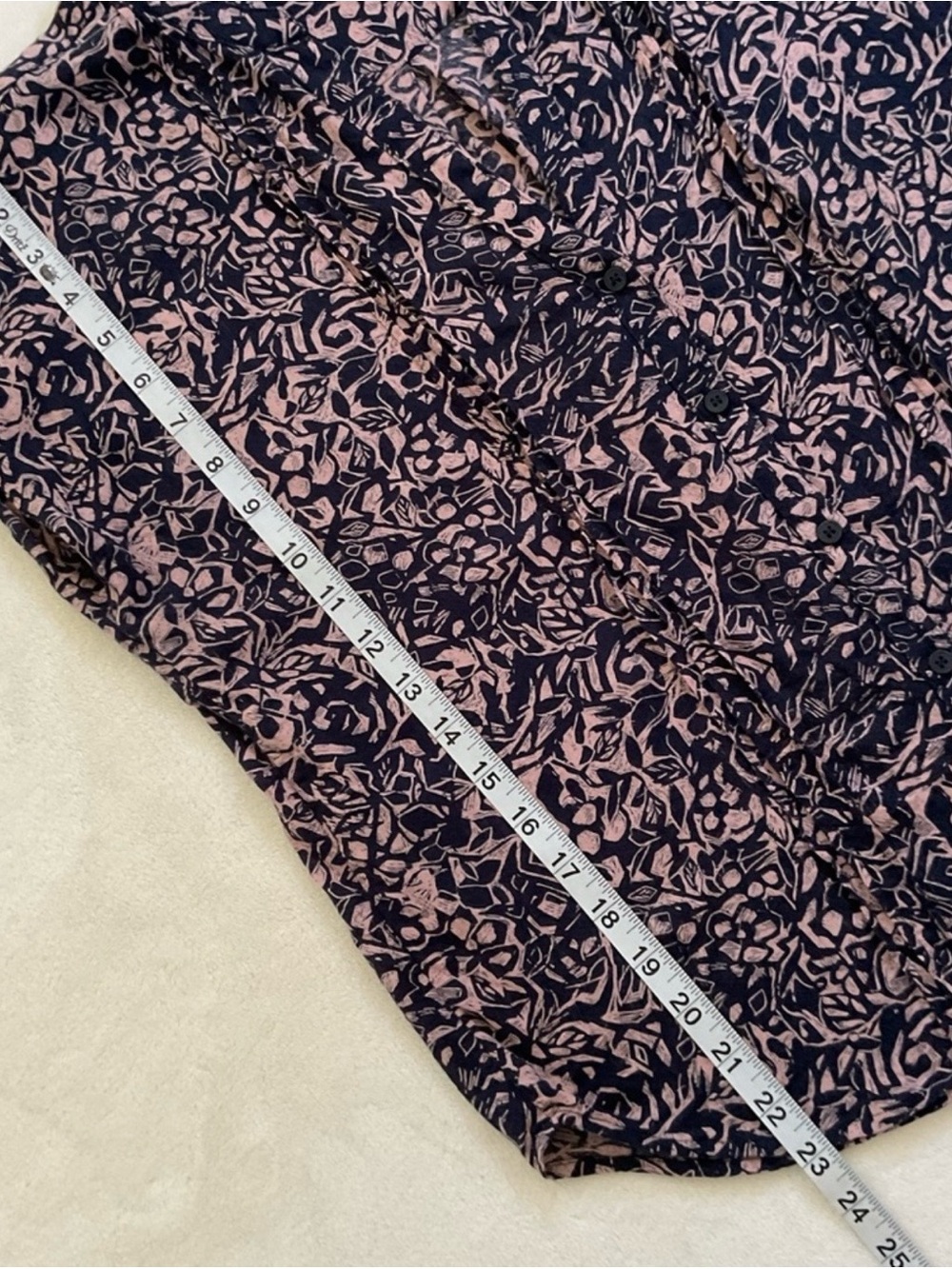 Treasure & Bond Floral Print Rayon Blouse Navy Blush Small - Picture 14 of 14
